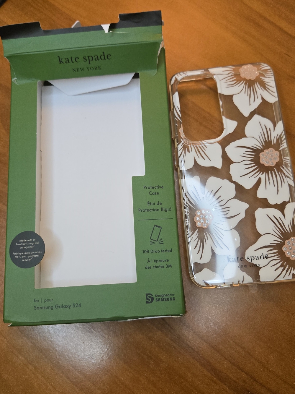 kate spade Floral Clear Protective Case for Samsung Galaxy S24 - White & Gold